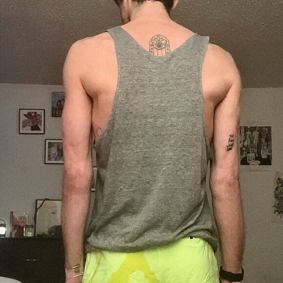 EC VTG | Nike Air Muscle Tee Tank | Men's L | Heather Gray | 1990s Vintage - Picture 4 of 4